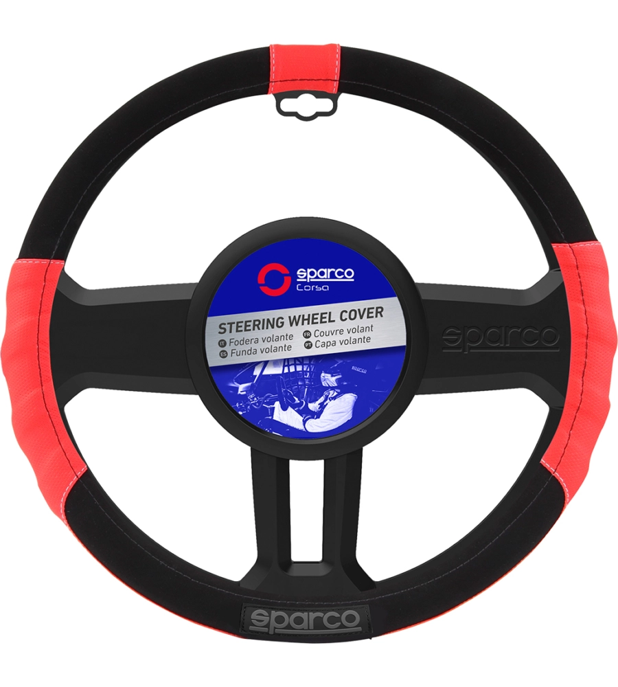 COPRIVOLANTE AUTO UNIVERSALE SPARCO ROSSO/NERO ANTISCIVOLO - SPC1108